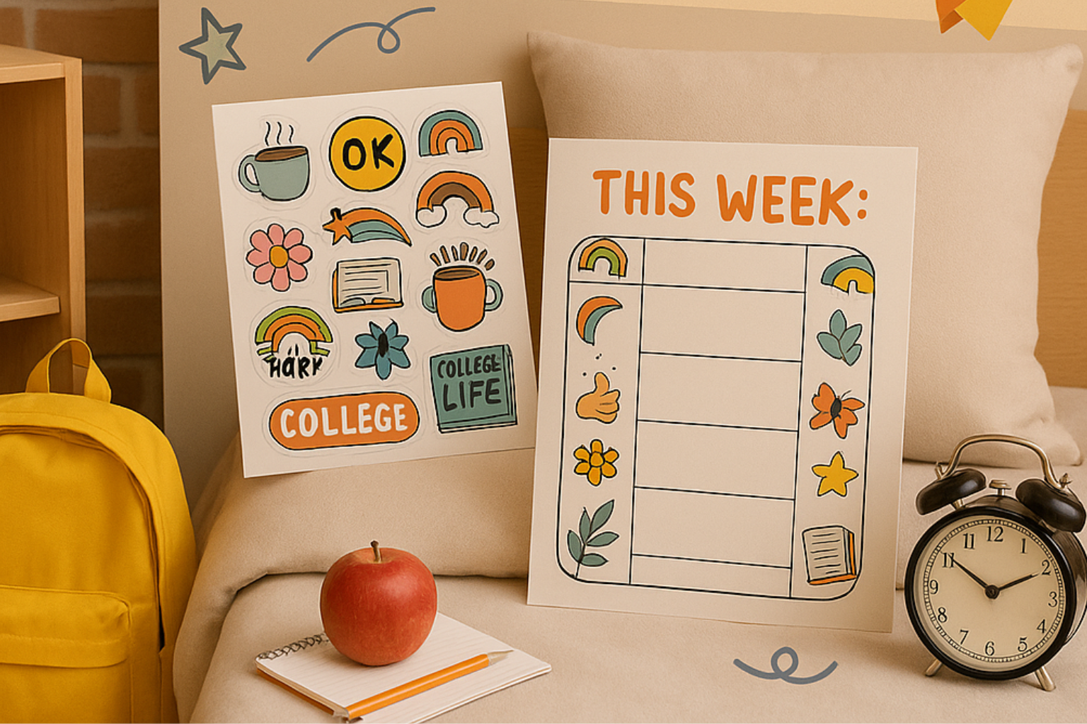 Print on Demand sticker set & poster for Back to School sale season