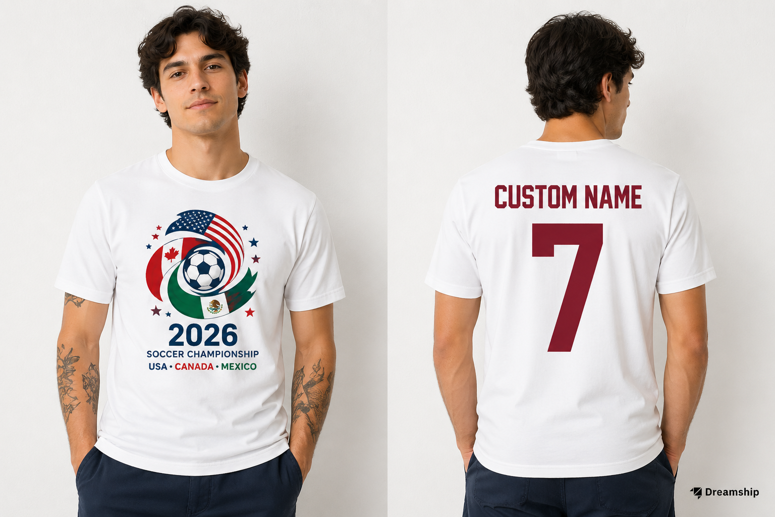 Custom personalized World Cup 2026 shirt front logo back name number